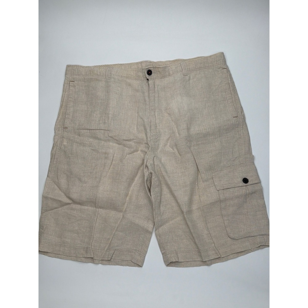 Mens Tommy Bahama Oatmeal Linen Cargo Shorts Summer Beach Casual 38x11 Large